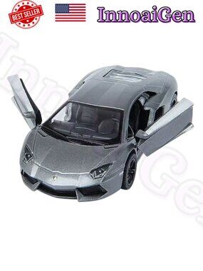 Kinsmart Lamborghini Aventador LP700-4 Diecast 1:38 Scale Model Toy Car Gray EUC